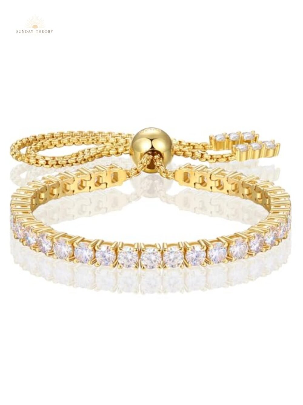 Moissanite Tennis Bracelet 18K Gold Plated 925 Sterling Silver Adjustable
